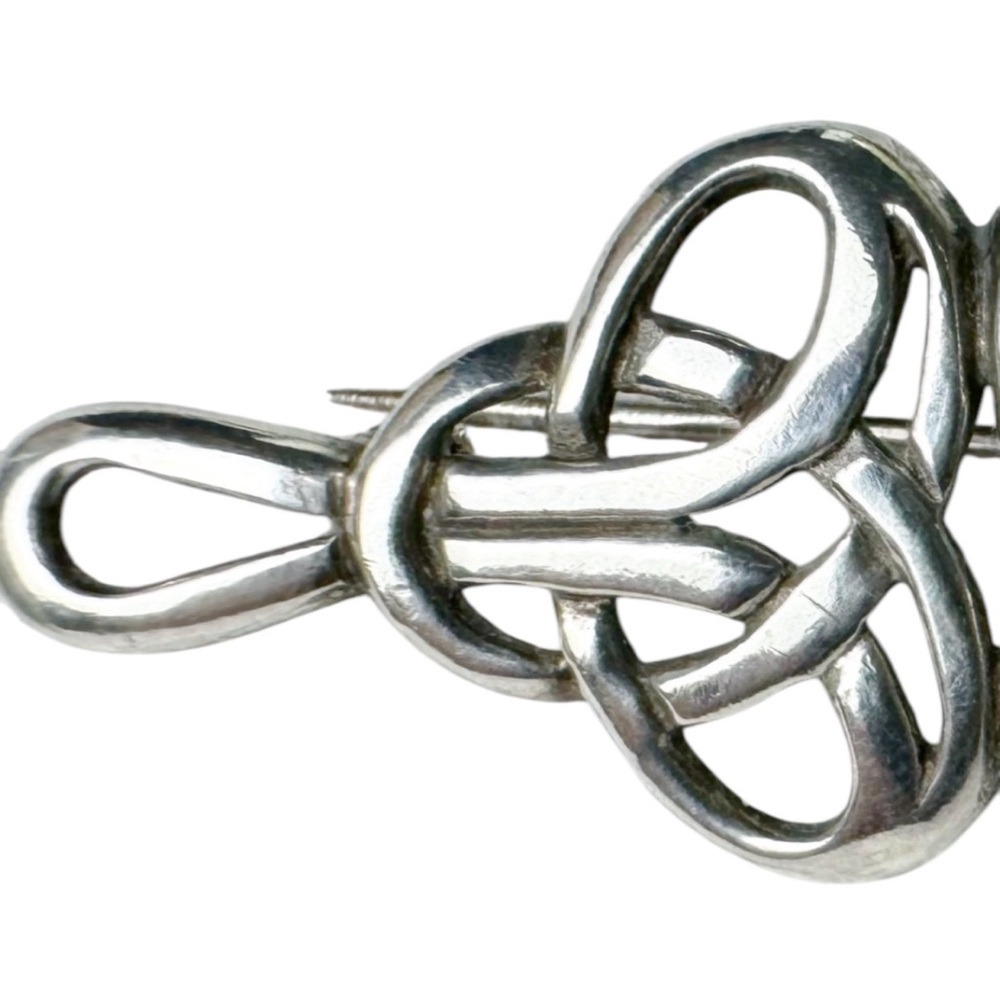 Hallmarked Silver Celtic Infinity Knot Bar Brooch - image 3